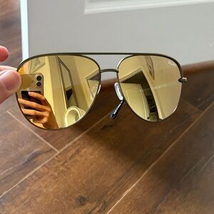 Quay Australia Gold Aviator Sunglasses high key